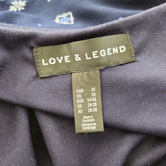 Love & Legend Top 3X Plus Size Blue Sleeveless Adjustable Straps Layered Fabric - Picture 2 of 9